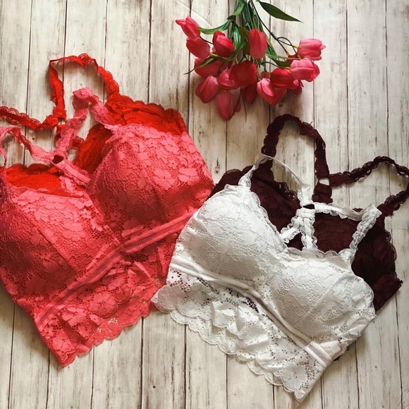 WHITE Lace Razorback CrissCross Bralette - Picture 1 of 5